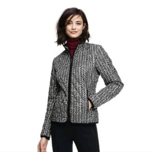 Lands' End Black White Print Light Weight Quilted Jacket 1X